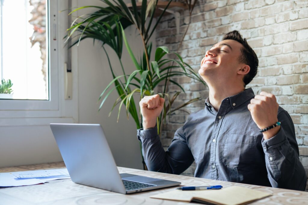 A man capitalizing on a career opportunity in sales